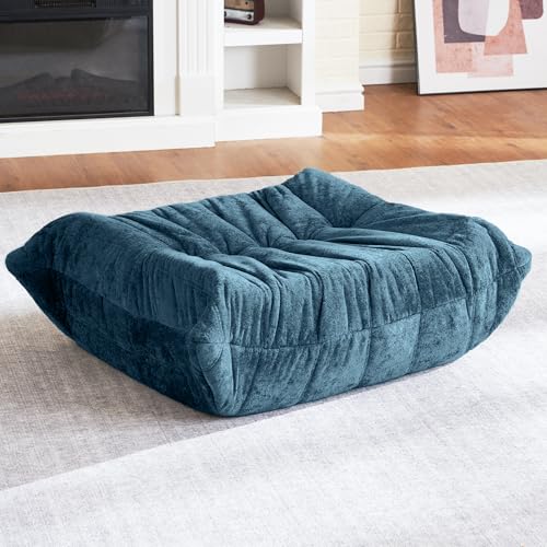 Image of HABUTWAY Bean Bag Ottoman,Memory Foam Foot Rest,Ottoman,Navy Blue | Fireside Chair Ottoman,Memory Foam Lazy Bean Bag Sofa for Living Room,Bedroom,Dorm,Office