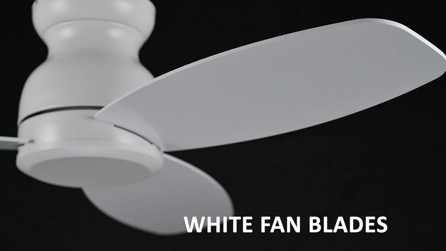 CEME 48 Inch Flush Mount Ceiling Fan without Lights, White Ceiling Fan with Remote Low Profile, 10-Speed Reversible DC Motor, 3 Dual Finish Blades, Indoor for Bedroom