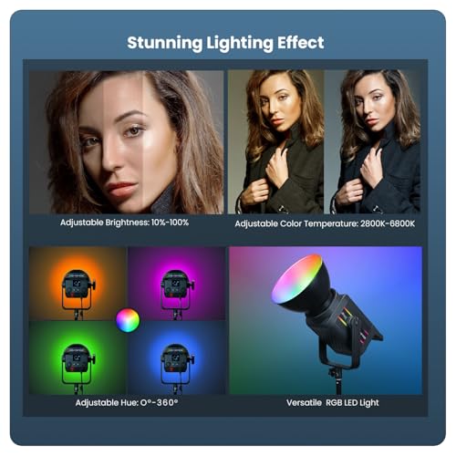 Image of HIFFIN (COB-250P) 250W RGB LED Video Light | 19,800 Lumens Brightness | 2800K-6800K Adjustable | 11 FX Modes | 10-100% Dimmable | Remote Controlled Studio Lighting for Photography & Videography