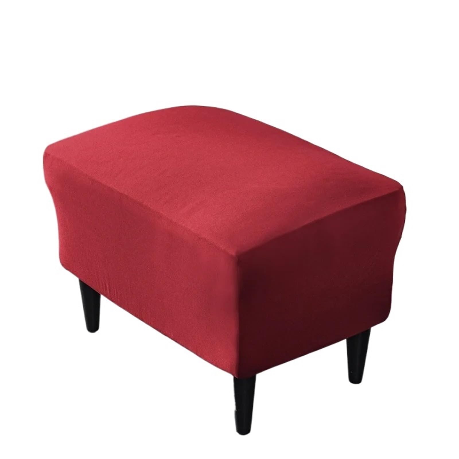 BOJHGO 1Pcs Velvet Ottoman Cover Solid Color Rectangle Stool Covers All-inclusive Footstool Furniture Protector Sofa Footrest Slipcovers to Clean Cover(Red)