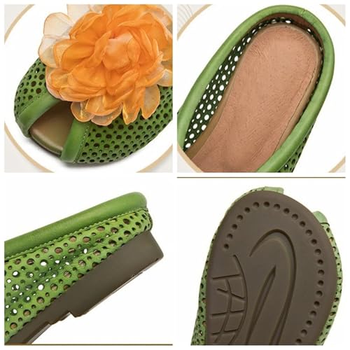 Women's Floral Ethnic Flats - 1.5cm Platform Peep Toe Summer Mary Jane3