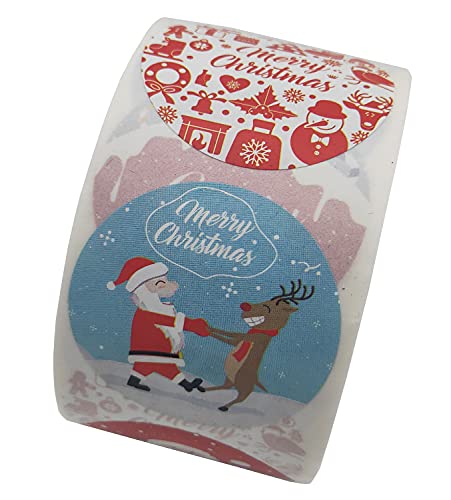 500 adesivi rotondi da 3,8 cm, con scritta Merry