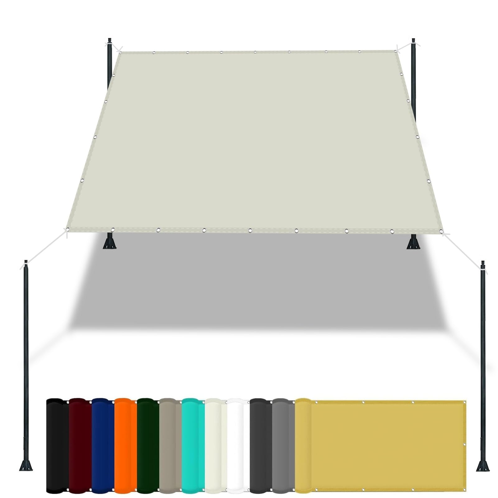 GLDYTVF Waterproof Right Angle Shade Sail 2.6 x 3.4m 98% UV Block Garden Sail with Free Rope & Fixing Kit Pergola/Balcony/Fence Shade Sail in Ivory Color