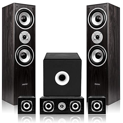 Fenton 5.1 Black Surround Sound Hi-Fi Speaker Package | Complete Home Theatre System, Immersive Audio, Powerful Bass, Easy Setup, Ideal for Movies, Music, and Gaming