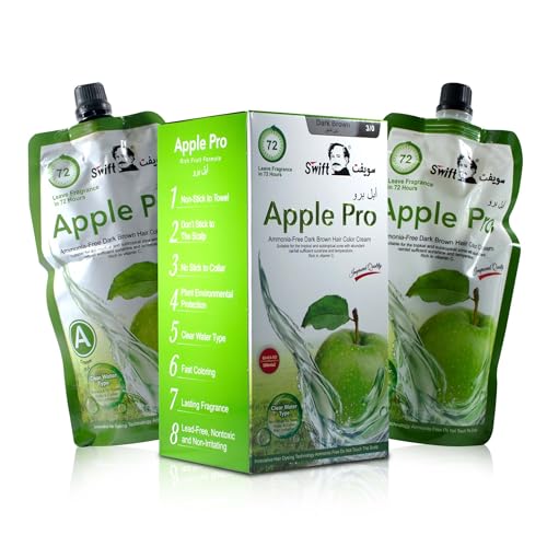 SWIFT Developed Apple 100% Gray Coverage Hair Dye Dark brown Hair Color Cream 500ml (Dark Brown)