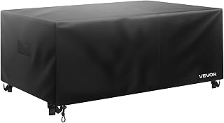 Patio Furniture Cover, 420D Heavy Duty Waterproof Outdoor Dining Table and Chairs Cover, Large Rectangular Patio Table Covers with Air Vent for All Weather, 74L x 47W x 28H inch, Black