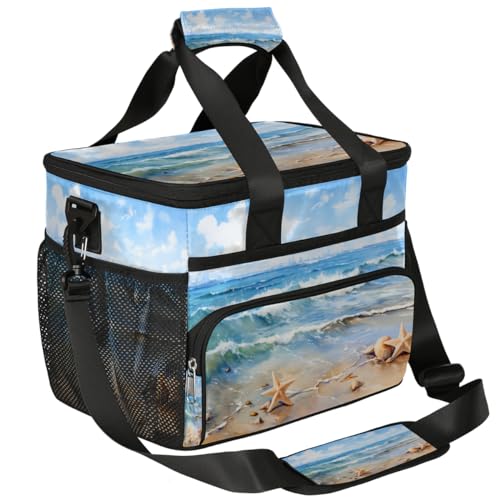 Summer Beach Starfish Insulated Picnic Backpack Lunch Box for Women Men Picnic Basket Tote Lunch Bag Picnic Bag Portable Lunch Bags for Picnic, Beach, Work, Trip,Office, Camp Starfishes