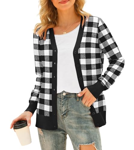 Image of VIISHOW Women Long Sleeve Button Down V Neck Lightweight Basic Knit Sweater Cardigan