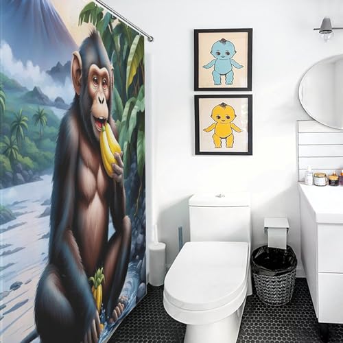 Rideau de douche singe anti éclaboussures pour sol sec 92x183cm - 3