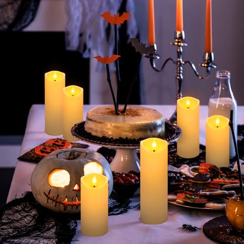 Image of 72 Pack Christmas Decoration Flickering Flameless Candles, Battery Operated Candles,Waterproof Outdoor LED Pillar Candles for Home ,Wedding,Halloween,Birthday,Valentine'sDay (D2.2 xH 5 inch 6 inch 7 inch Ivory)