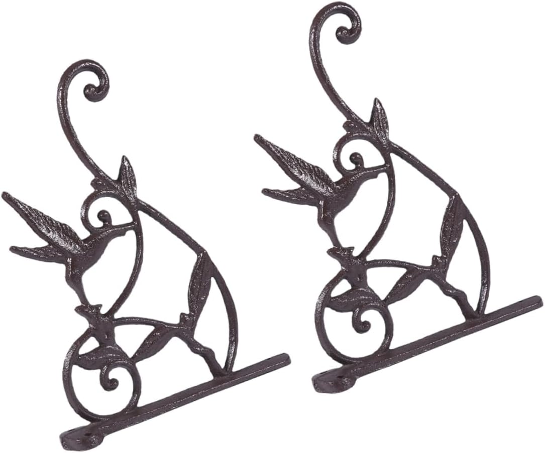 2pcs Simple and Elegant Iron Wrought Wall Baskets Planter Stand Hook Rack for Home and Garden Decor