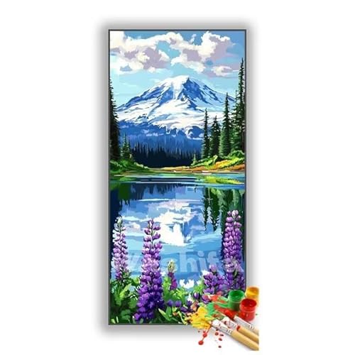 �������G �i�� �X�� �����h��G �L�b�g DIY ��l ���S�Ҍ��� �f�W�^�����G ��h�� �����L�b�g�ɂ��G�� Paint By Numbers �A�N�����y�C���g ���ʉ� �����Ńy�C���g �z�[�� �I�t�B�X���� �M�t�g 45x90 cm, �t���[���Ȃ�