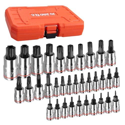 Image of 34-Piece Master Torx Bit Socket Set, 1 /4 inch, 1 /2 inch & 3 /8 inch Drive, Solid Star & Tamper Proof T6 ~ T70, Premium CR-V & S2 Alloy Steel Star Socket Sets, with Heavy-Duty Storage Case