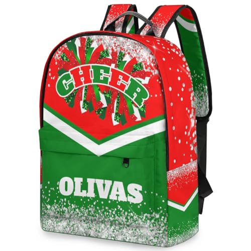 Personalized Cheerleader Backpack School Bags for Girl, Custom Gift Cheer Gymnastics Backpack Laptop Backpack Bookbag Green Red Glam4