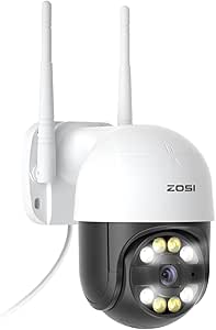 ZOSI 2K WiFi Home Security Camera Outdoor,3MP Pan/Tilt Wireless Surveillance PTZ IP Camera,2-Way Audio,Color Night Vision,Smart Light and Sound Alarm,Motion Detection,Remote Access,Cloud Storage asin的图片