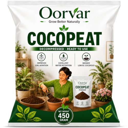 Image of Pure Cocopeat Powder Ready to Use 450 gm. Perfect Coco Soil for Potting Mix. Natural Coconut Coir Fibres by Oorvar