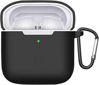 غطاء سيليكون متوافق مع موبايل شاومي ريدمي بادز 3 غطاء حماية محمول مع خطاف (أسود)