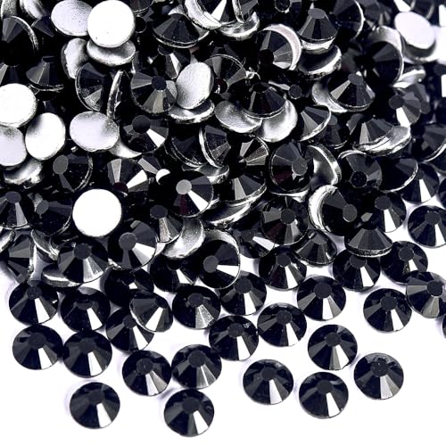 Image of Jet Black Flatback Rhinestones for Bedazzling Round Glass Gems for Nails Art and Crafts 2880pieces Mixed SS6-20,0.07-0.18inches