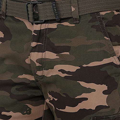 Image of BEEVEE Mens Camouflage Fixed Waist Cargo with Belt