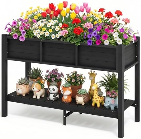 DWVO 48x18x30in Raised Garden Bed Kit, HDPE Planter Box Stand, Po...