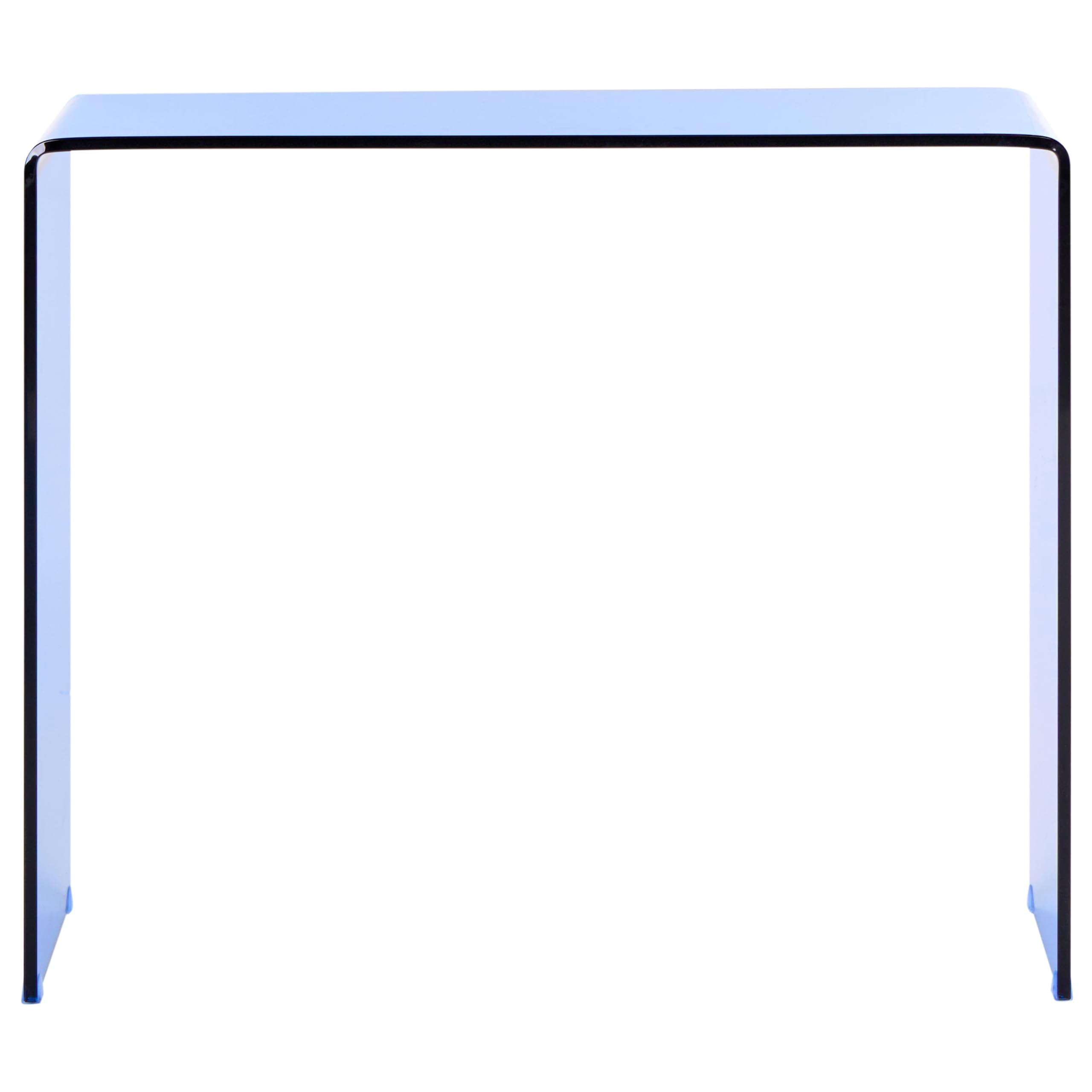 Minimalistyczna konsola hartowane przezroczyste stolik 90x30 cm niebieska szkło Kendall