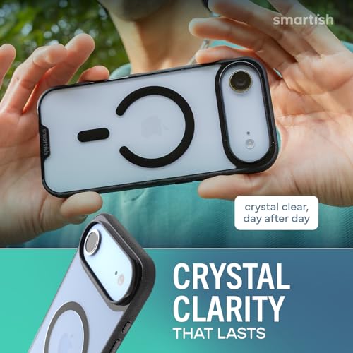 Image of Smartish iPhone Air MagSafe Clear Case - Gripmunk Magnetic Slim Case [Lightweight + Protective] Anti-Yellowing Thin Grip Clear Cover for Apple iPhone Air - Clearly Black