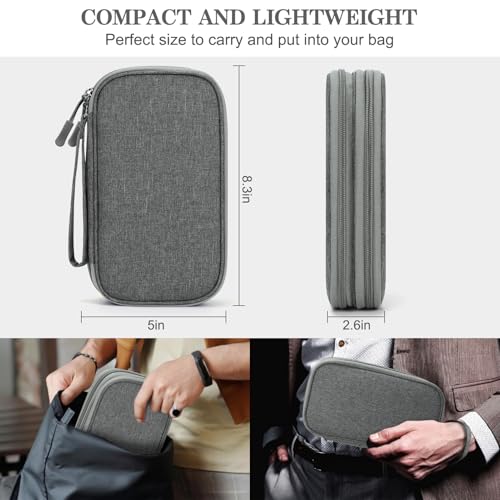 Image of FYY Electronic Organizer, Travel Cable Organizer Bag Pouch Electronic Accessories Carry Case Portable Waterproof Double Layers Storage Bag for Cable, Cord, Charger, Phone, Medium Size, Dark Grey