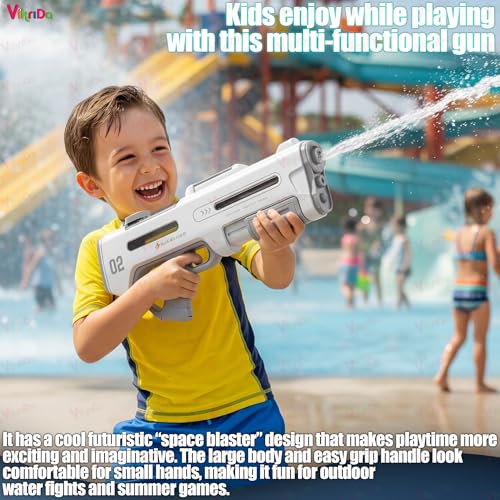 Image of VikriDa Electric Water Blaster with Dual Spray Head & Free Rechargeable Battery Automatic and Manual High Power Shooting Modes Outdoor Summer Toy for Pool,Beach & Backyard Water Fun - Multicolor