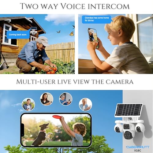 Image of XUGA-Cybernautt Series X18C 16MP 4 Lens PTZ Solar 4G Sim Outdoor CCTV Camera | 3 Lens Mobile Operated | Color Night Vision | Motion Detection | Water Proof | Use Air-tel 4G Sim