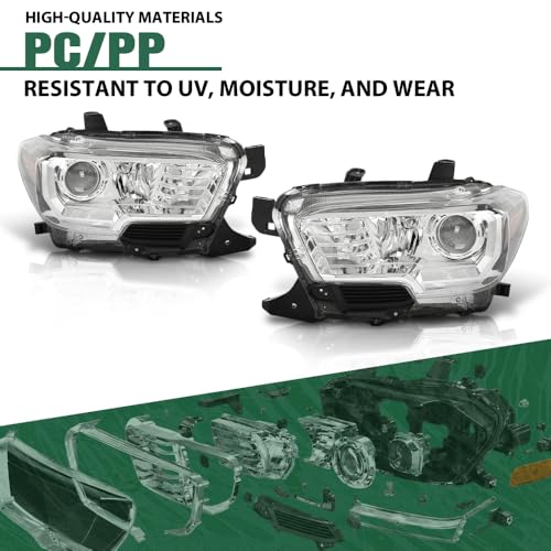 Image of GRAND ORANGE Left and Right Side Headlight Assembly W /O LED Daytime Running Front Headlamp Compatible with Toyota Tacoma SR5 Crew Cab /Extend Cab pickup 2019-2023 2PCS Clear
