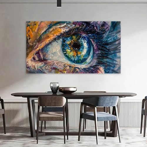 Peinture colorée sur toile d'oeil abstrait moderne géant sans cadre