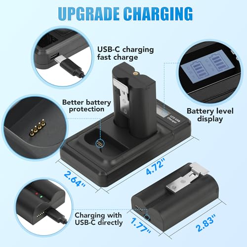 Image of 2-Pack 7200mAh Replacement Battery Pack with LED Charger Station for Ring Video Doorbell 2 /3 /3 Plus /4, Spotlight Cam, Stick Up Plus /Pro | Rechargeable Li-ion Battery | Quick Release Power Supply