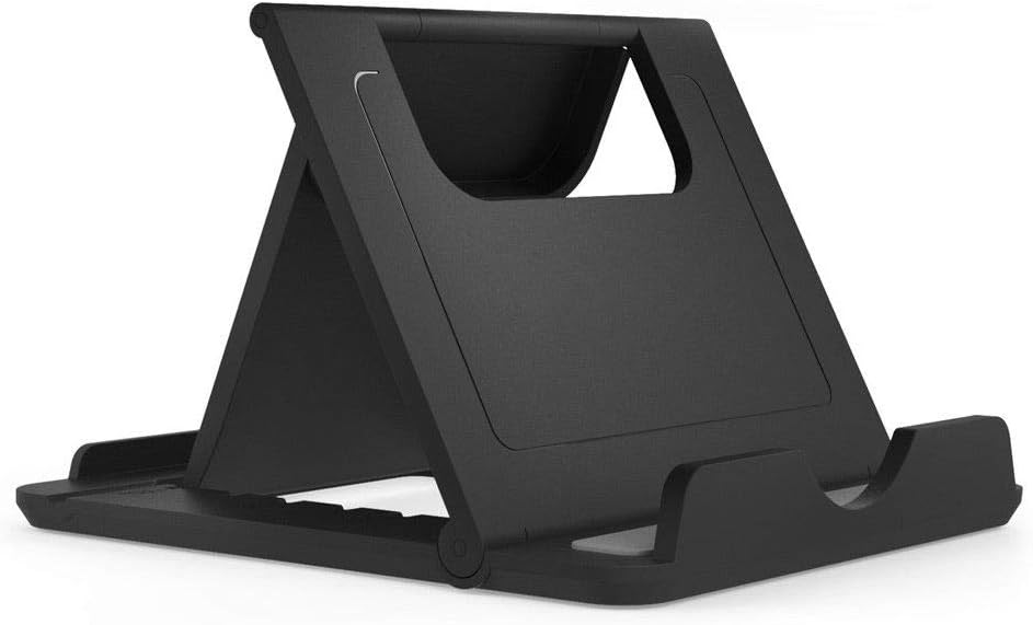 DFV mobileHolder Desk Universal Adjustable Multi-angle Folding Desktop Stand for Smartphone and Tablet for INTEX ELYT - Black