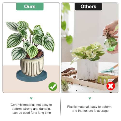 M METERXITY 2-Pack Ceramic Plant Saucer, 6.3 Inch 16cm Plant Water Catcher Tray - Image 4