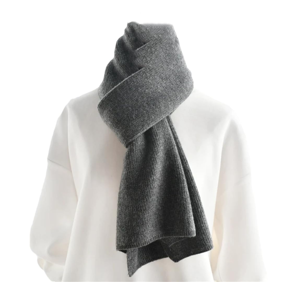 Bufandas de punto de cachemira de color sólido para mujeres u hombres, bufanda de invierno para adultos, bufanda de lana gruesa cálida