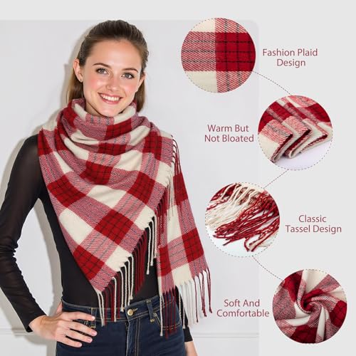 Image of Loritta Winter Scarf for Women, Long Plaid Shawl Wraps Scarves Gifts