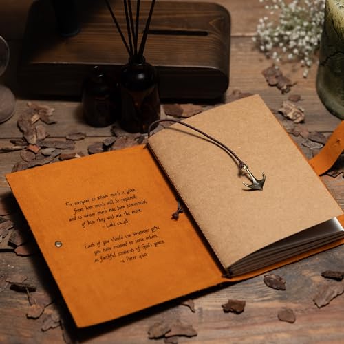 SFdizayn Custom Engraved Leather Journal, Personalized Handmade Writing Notebook with Refillable Lined Paper, 5.8 inches X 8.3 inches, Brown - Thumbnail 3