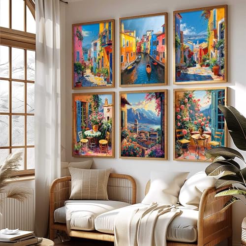 Image of kotart - City view wall Paintings with Frame for Home Decoration - Painting Living Room Bedroom Office hanging frames Set of 6 - (14X20 Inch, E)