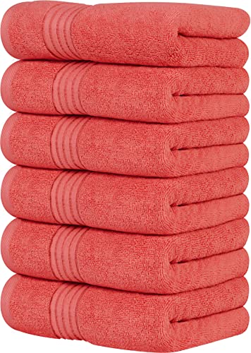 Image of Utopia Towels 6 Piece Premium Hand Towels Set, 16 by 28 inches, 100% Ring Spun Cotton, Lightweight and Highly Absorbent Towels for Bathroom, Travel, Camp, Hotel, and Spa, Coral