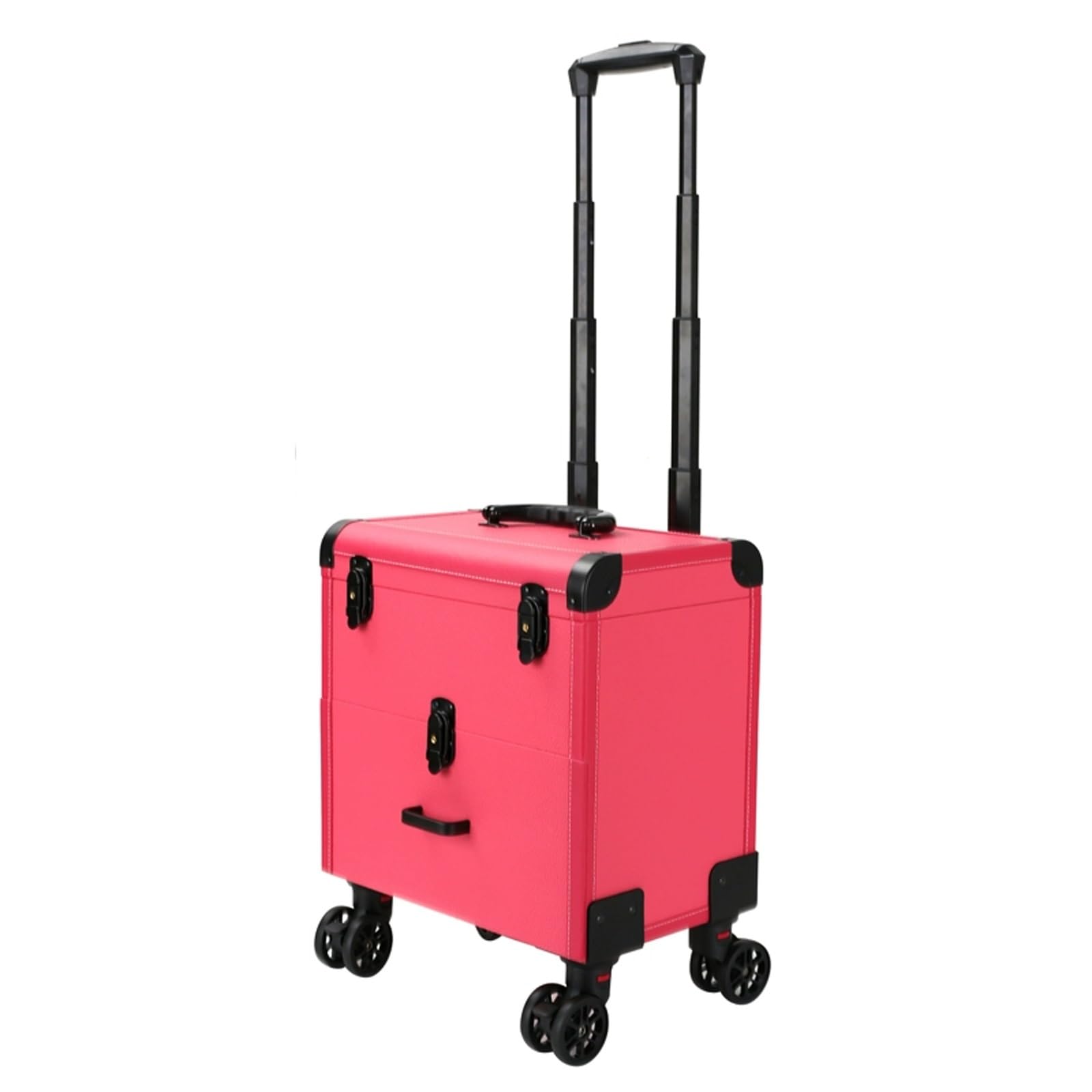 Rolling Makeup Train Case, Multi Layered Makeup Case with Wheels Barber Case, for Hair Stylist Makeup Nail Tech Salon(Pink)