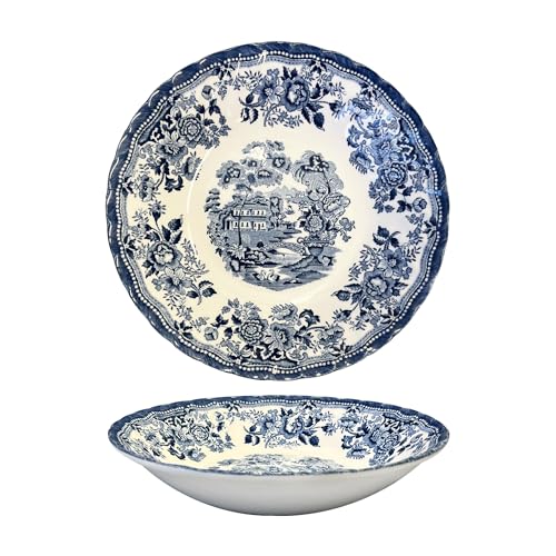Churchill-New-Royal-Wessex-Tonquin-Blue-Chelsea-9-Pasta-Bowl-Set-of-4-Made-in-England