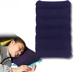 KIT 2 Travesseiro Inflável Almofada Fácil Encher Para Viagem Acampamento Confortável De Camping Praia Portátil Cama Descanso -AZUL ESCURO