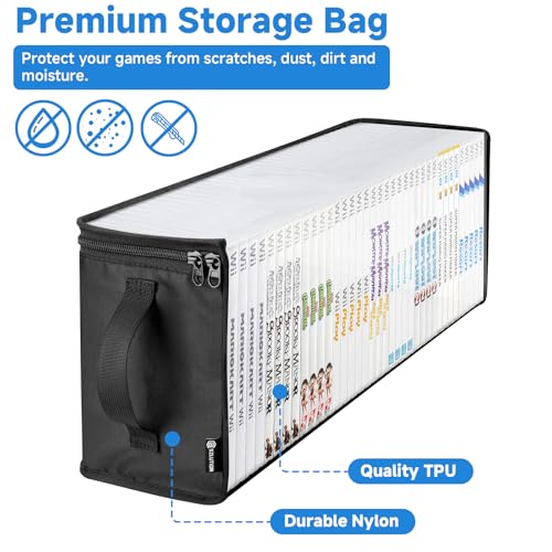 Image of Game Disc Storage Bag Compatible with Wii PS2 Xbox 360 Games | Portable Carrying Case Holds 37 Discs Boxes, Clear TPU Organizer Bag, Compatible with Wii U Gamecube Standard DVD Case, Black
