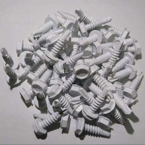 Shorpioen 100-Pack #10 X 3/4" Hex Washer Self Drilling White 5/16" Head BC-1012KWW516