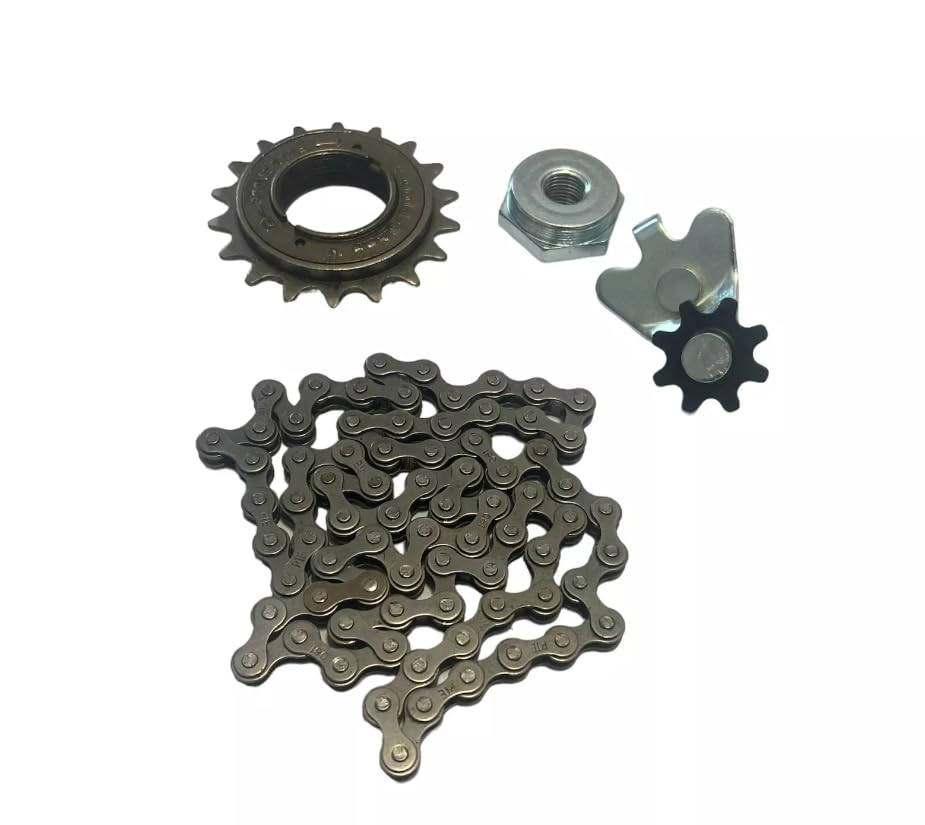 Kit Catena Tendi Catena Rocchetto Ruota libera 18 Denti Boccolo per Ciclomotore Ciao C7 Px Pxv P Pv Sc