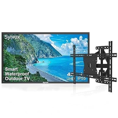 SYLVOX Outdoor TV, 43'' Smart Waterproof Television, 4K UHD, HDR10, Google OS, 1000nits for Partial Sun Area, with Wall Mount