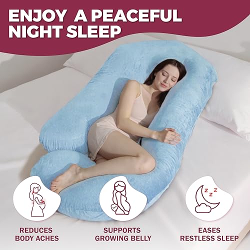Image of Pregnancy Pillows for Sleeping - 57-Inch Maternity Pillow for Pregnant Women with Removable Washable Cover - Support for Back, Belly, Neck, Legs, & Hips - V C U Shaped Full Body Pillow