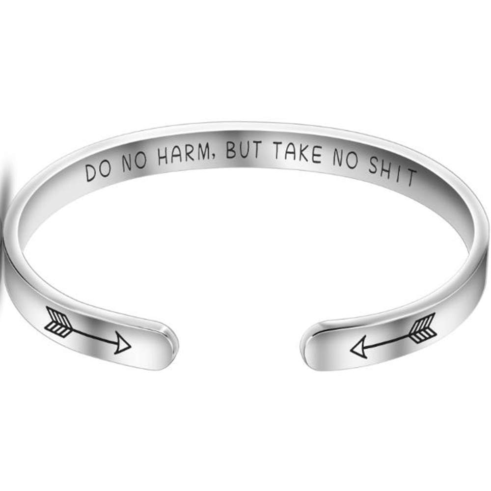 Jude Jewelers 6mm Width Stainless Steel Inspirational Encouragement Graduation School Open Cuff Bangle Bracelet