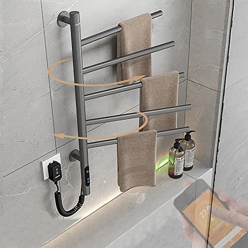 MFEQCGSB Rail de Toalla con calefacción Inteligente con rotación de 180 ° y Control WiFi: radiador eléctrico, 4 Modos, Temporizador (1-8 Horas), Temperatura Ajustable (45-70 ° C), Gris