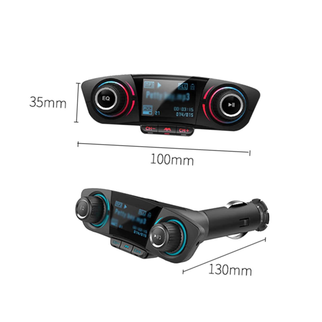Lettore Mp3 Auto Multifunzionale Display LED e Tecnologia Wireless, Doppia Porta USB 2.1a, Funzione Vivavoce e Ricezione Fm per Audio e Chiamate in Guida